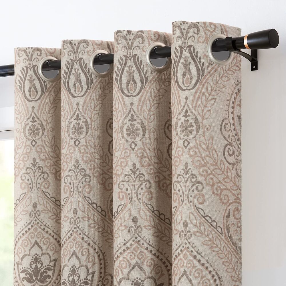 Set of 2 Panels, 52"W x 95"L, Damask Paisley Medallion Print Curtains